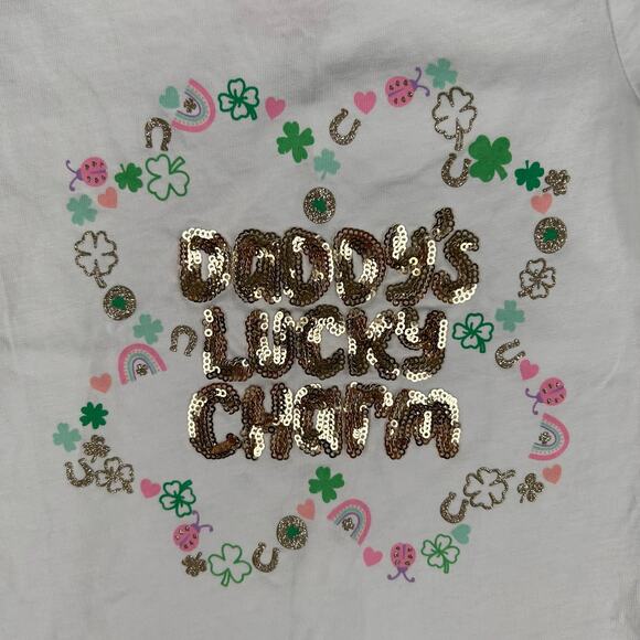 Max Studio Girls Matching Outfit XS(4) Green White Daddy's Lucky Charm Set‎ - Picture 4 of 6